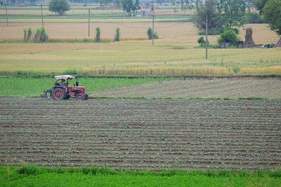 View of tractor on field