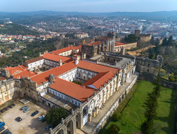 High angle view of townscape against sky