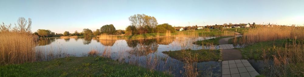 Panoramic view of lake against sky