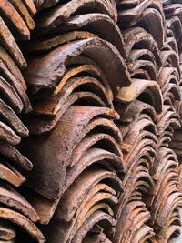 Full frame shot of stacked wood