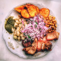 Food served in plate on table