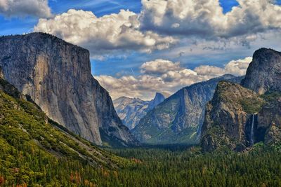 Panoramic view of landscape and mountains against sky