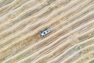 High angle view of machinery on field