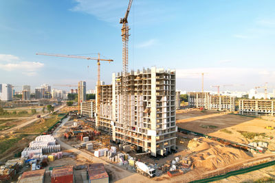 Panoramic view of buildings against sky in city