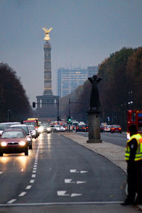 View of statue in city