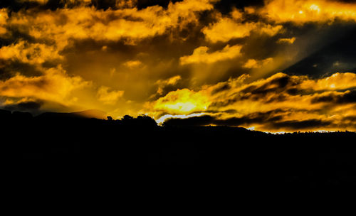 Scenic view of dramatic sky during sunset