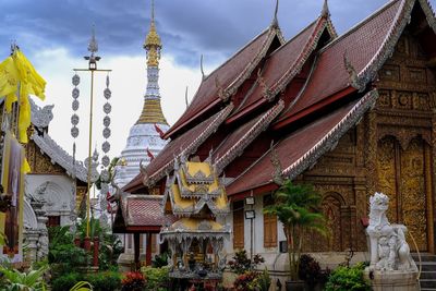 Panoramic view of temple building against sky