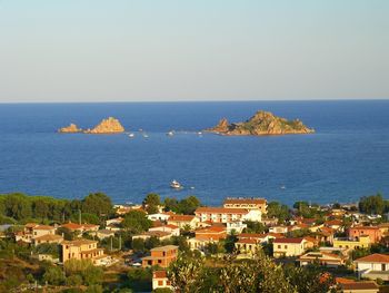 Scenic view of sea against blue sky