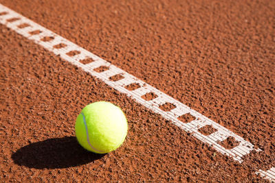 High angle view of green ball on floor