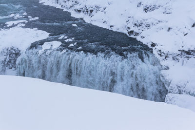 Scenic view of snow covered land