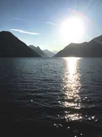 Sun shining over sea