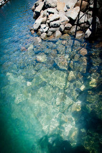 High angle view of swimming pool in sea