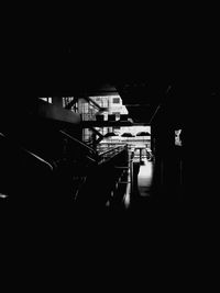 Illuminated railroad station at night