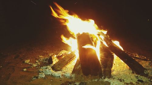 Close-up of bonfire at night