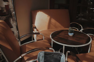 Empty chairs and table at home