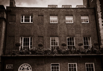 Low angle view of old building against sky