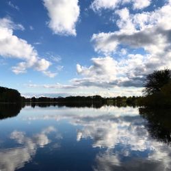 Scenic view of lake against sky