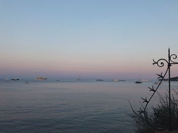 Scenic view of sea against clear sky