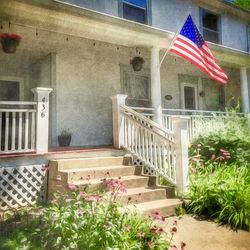 Flags on house