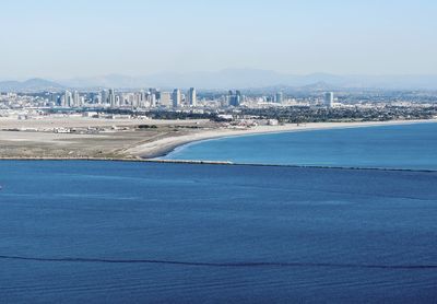 Scenic view of cityscape against clear sky