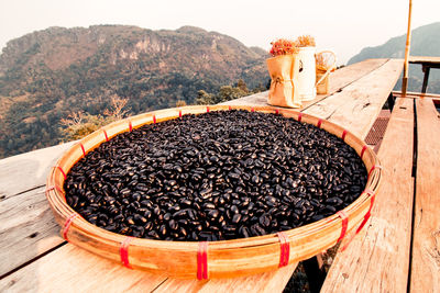 High angle view of coffee on table