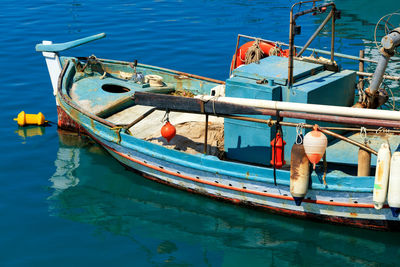 High angle view of boat in sea