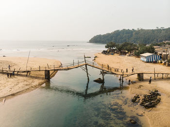 Scenic view of beach against clear sky