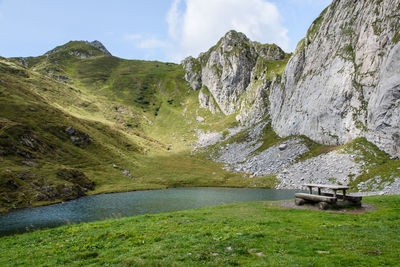 Scenic view of mountains against sky