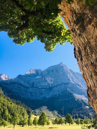 Scenic view of mountains against clear sky