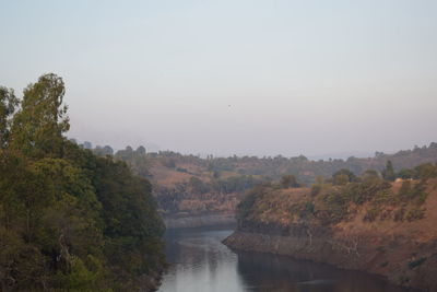 Scenic view of river against clear sky