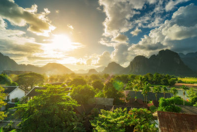 Scenic view of landscape against sky during sunset