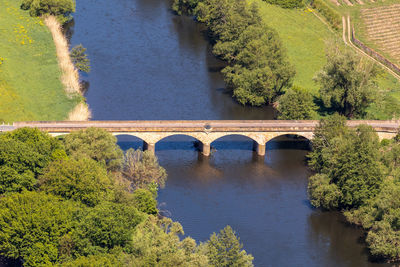 High angle view from the lemberg of luitpold bridge in oberhausen at river nahe