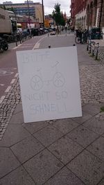 Text on street in city
