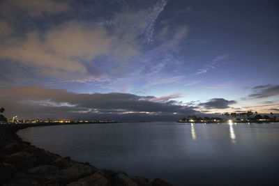 Scenic view of sea against sky at sunset