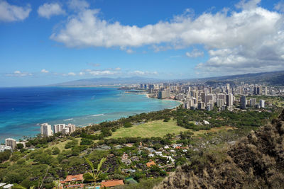 High angle shot of cityscape