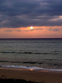 Scenic view of sea at sunset