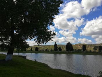 Scenic view of lake against sky