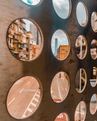 High angle view of glasses on table