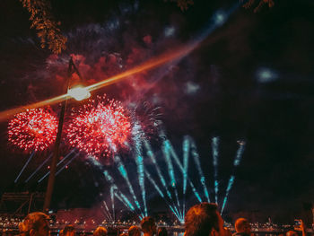 Firework display at night