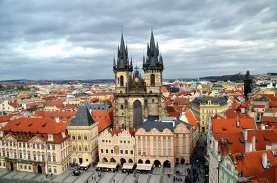 Beautiful view of prague from clock tower