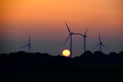 Silhouette of windmill against sky during sunset