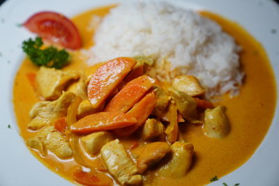 High angle view of meal served in plate