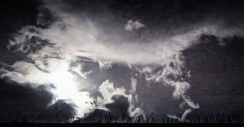 Panoramic view of landscape against sky at night