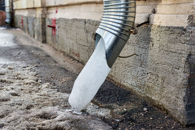 Close-up of worker working at construction site