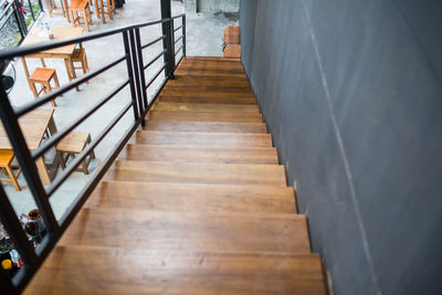 High angle view of staircase in building