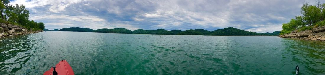 Scenic view of sea against cloudy sky