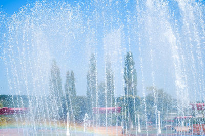 View of fountain in city during winter