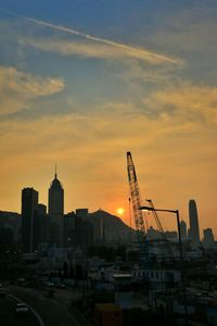 View of cityscape at sunset