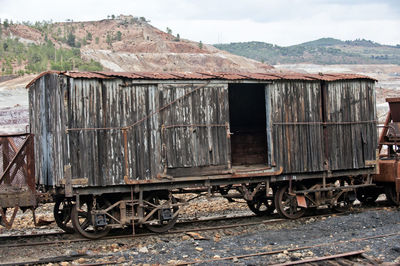 Old abandoned railroad tracks against mountain