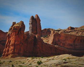 Low angle view of rock formations